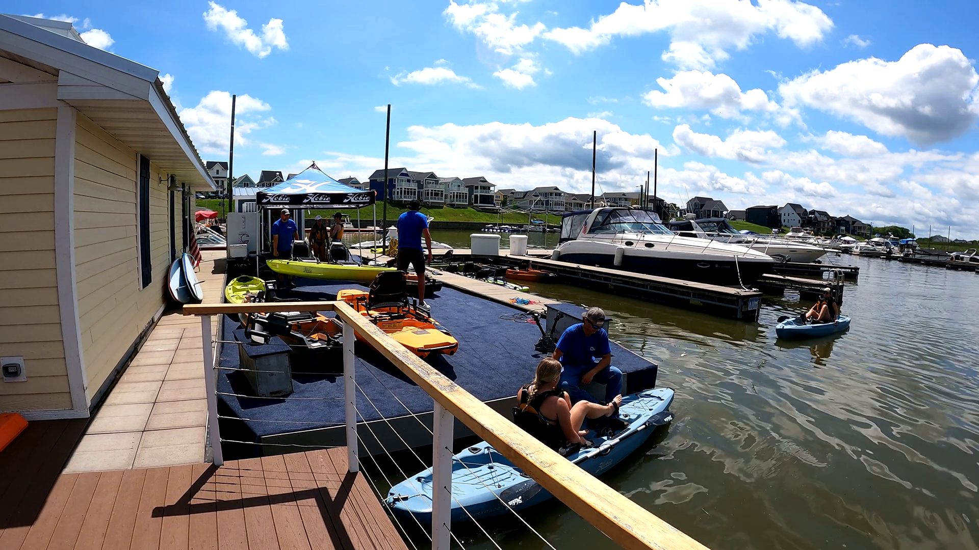 Demo Kayaks Being Launched at the Quest Watersports Kayak Dock at Heritage Harbor